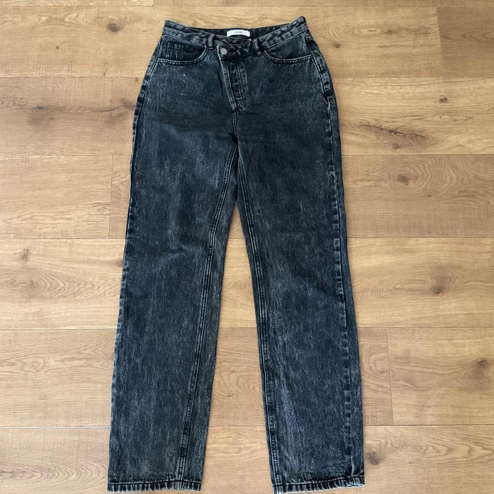 12th Tribe Black High Rise Straight Leg Jeans 26 Cotton Denim High Waisted - Picture 2 of 11